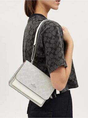 Coach Klare Mini Crossbody Signature Canvas In Glacier White